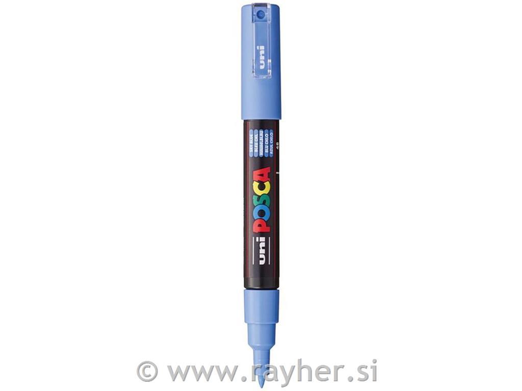 POSCA Uni flomaster; konica 0,7 mm bullet; nebeško moder
