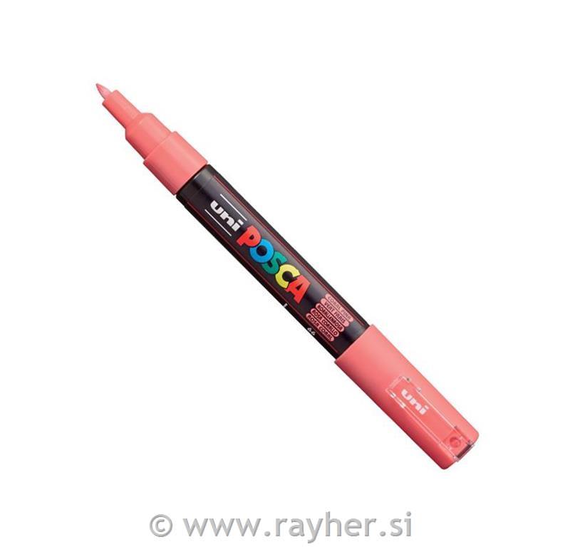 POSCA Uni flomaster; konica 0,7 mm bullet; koralno pink