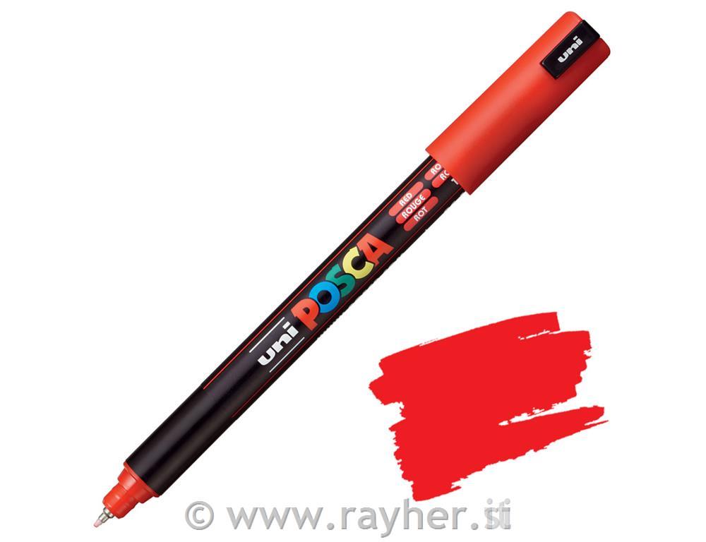 Uni POSCA marker; tip 0,7 mm metal;red