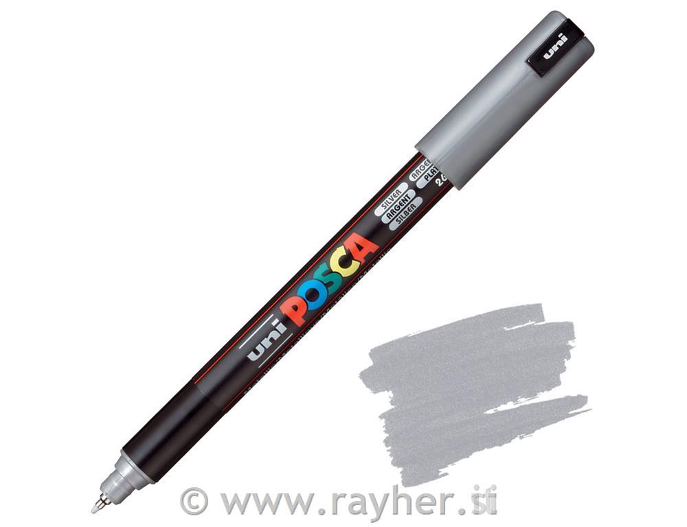 POSCA Uni flomaster; konica 0,7 mm kovina; srebrn