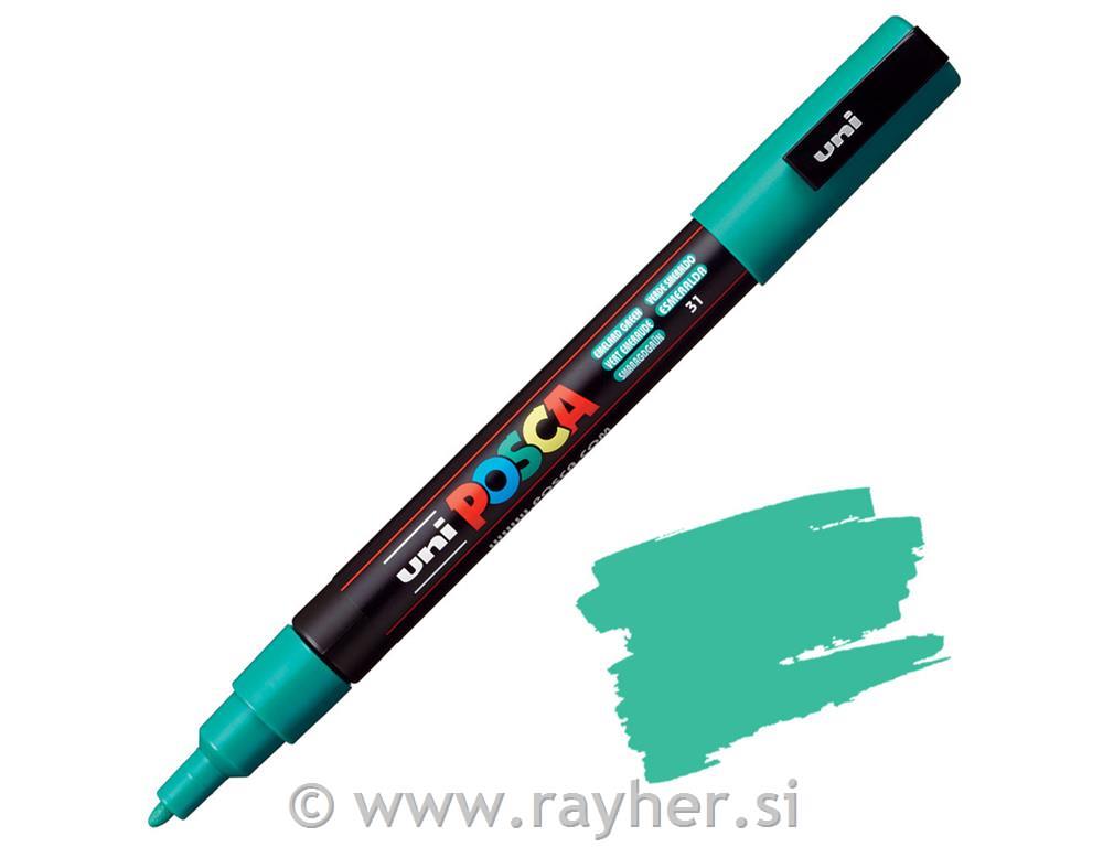 POSCA Uni flomaster; konica 0,9-1,3 mm; smaragdno zelen