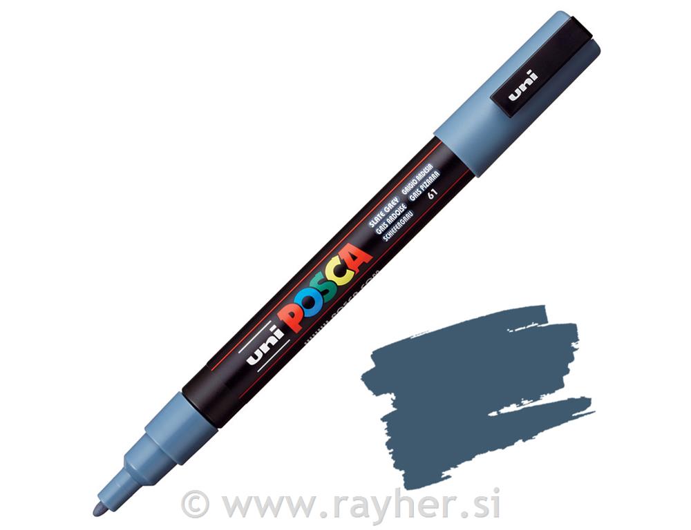 POSCA Uni flomaster; konica 0,9-1,3 mm; skrilavec siv