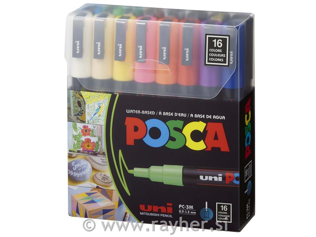 POSCA Uni flomastri 3M Basic set 16; konica 0,9-1,3 mm