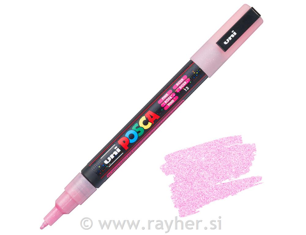 Uni POSCA marker; tip 0,9-1,3 mm;pink glitter