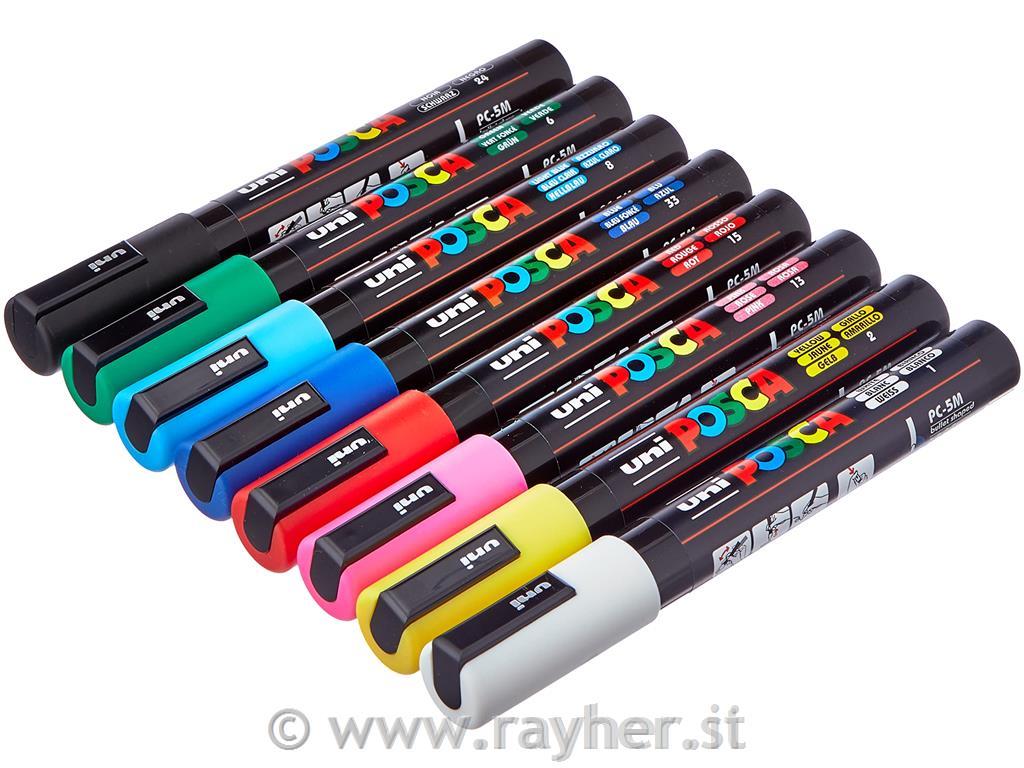 POSCA Uni flomastri 5M set 8 Basic; konica 1,8-2,5 mm
