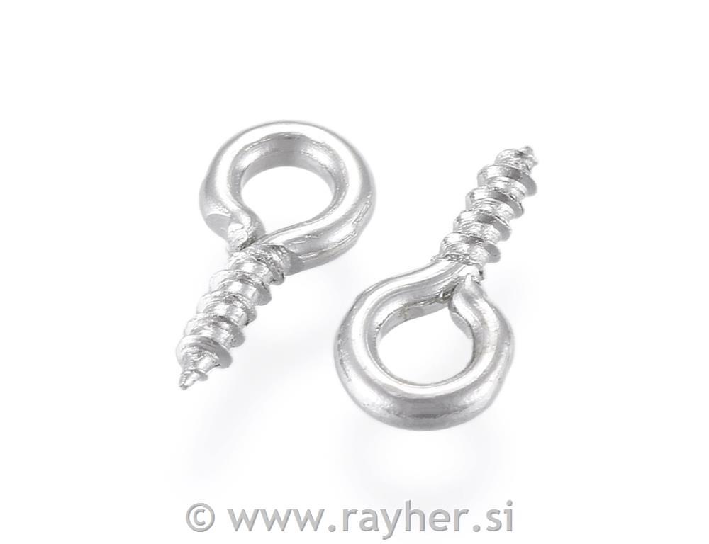 Vijaki z zanko, 8x4mm, srebrni, set 10