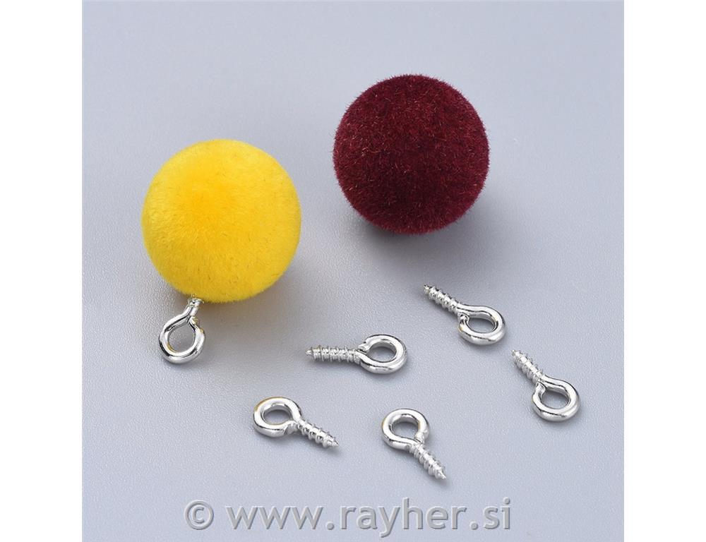 Vijaki z zanko, 8x4mm, srebrni, set 10