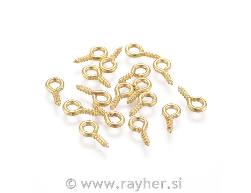 Vijaki z zanko, 8x4mm, zlati, set 10