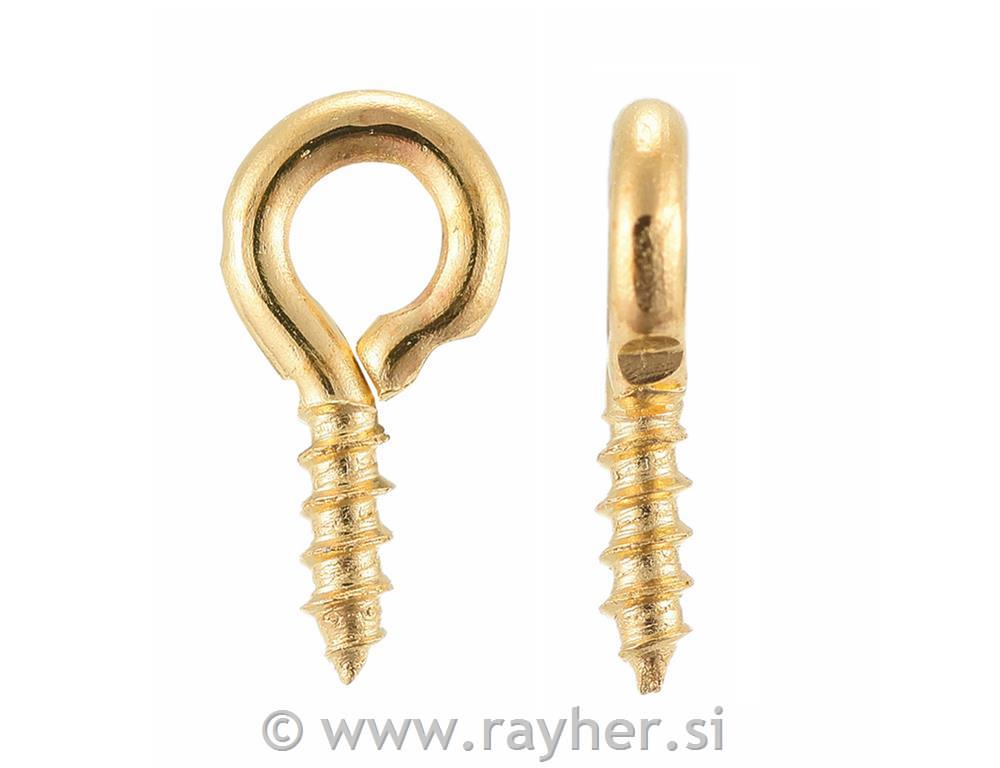 Vijaki z zanko, 8x4mm, zlati, set 10