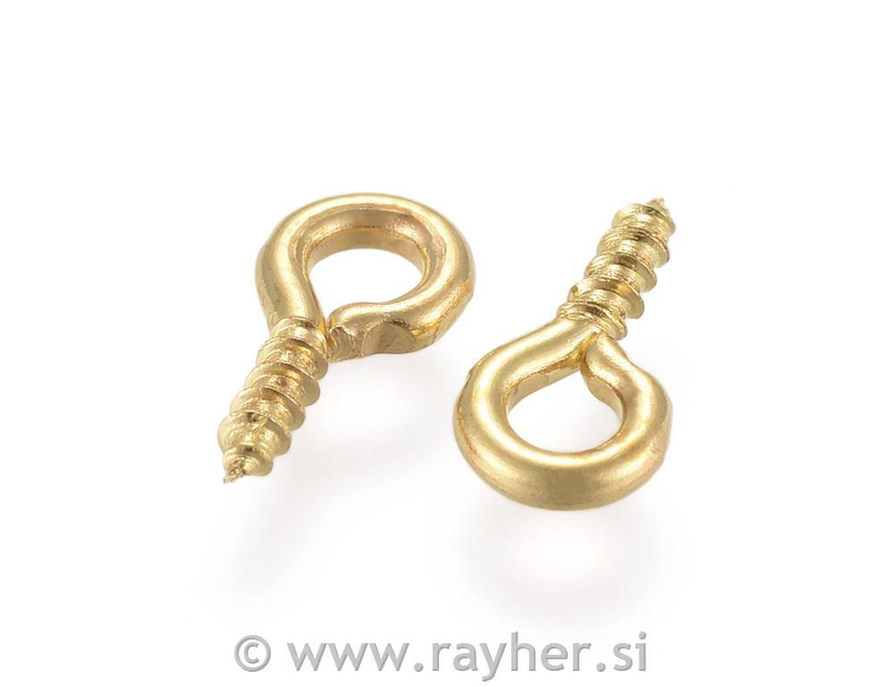 Vijaki z zanko, 8x4mm, zlati, set 10