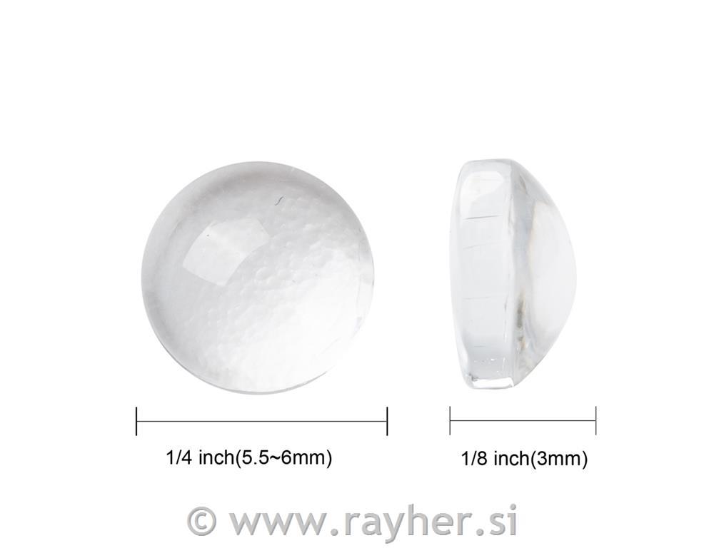 Steklo za medaljon, okroglo, premer 6mm,