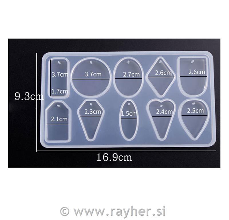 Silikonski kalup, Oblike za nakit, 10 motivov