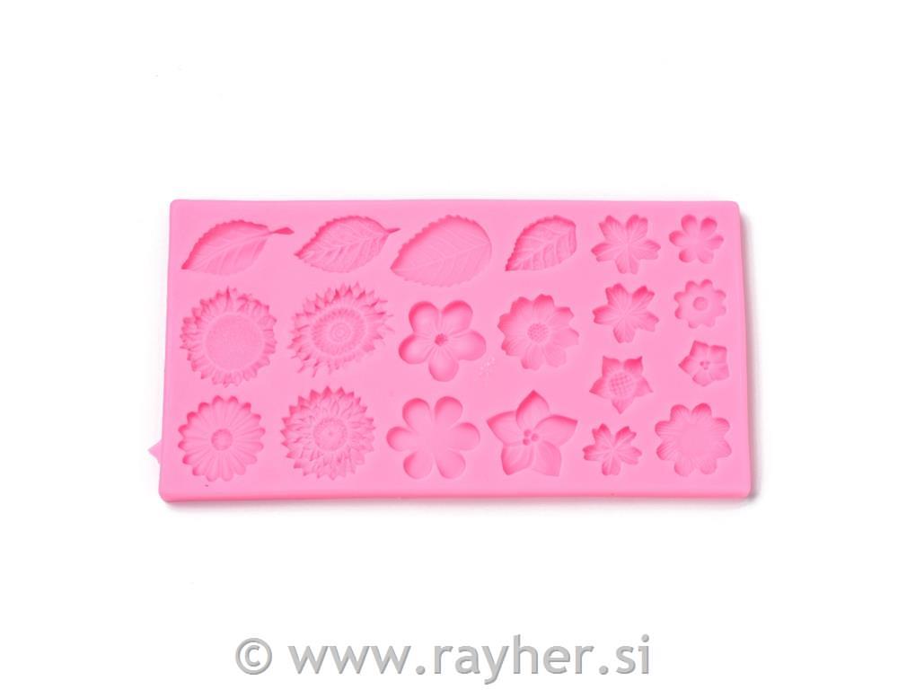 Silikonski kalup Cvetovi in listki