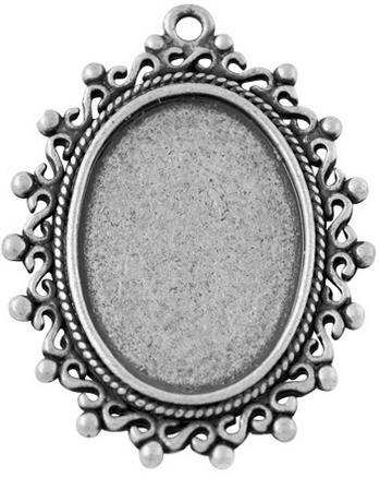 MEDALJON ANTIK SREBRN, 38X29 MM, OVAL