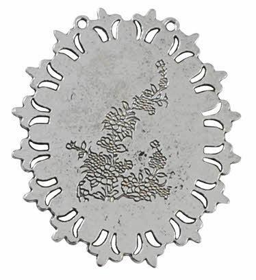 MEDALJON ANTIK SREBRN, 56X49MM CVETLIČNI