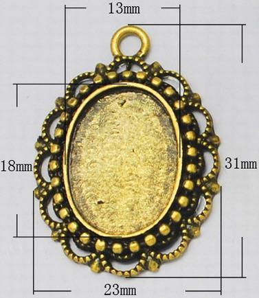 Blank Pendant, Antique Golden Color, 31x
