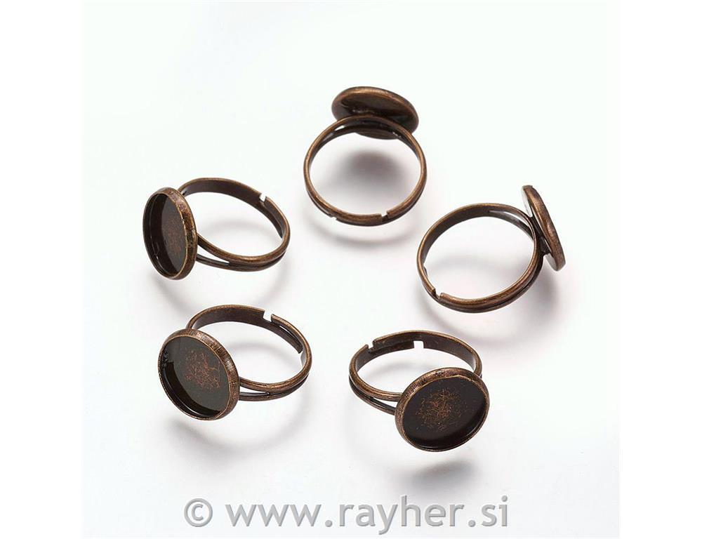 PRSTAN S PLOŠČICO, ANTIK BRON, 17mm