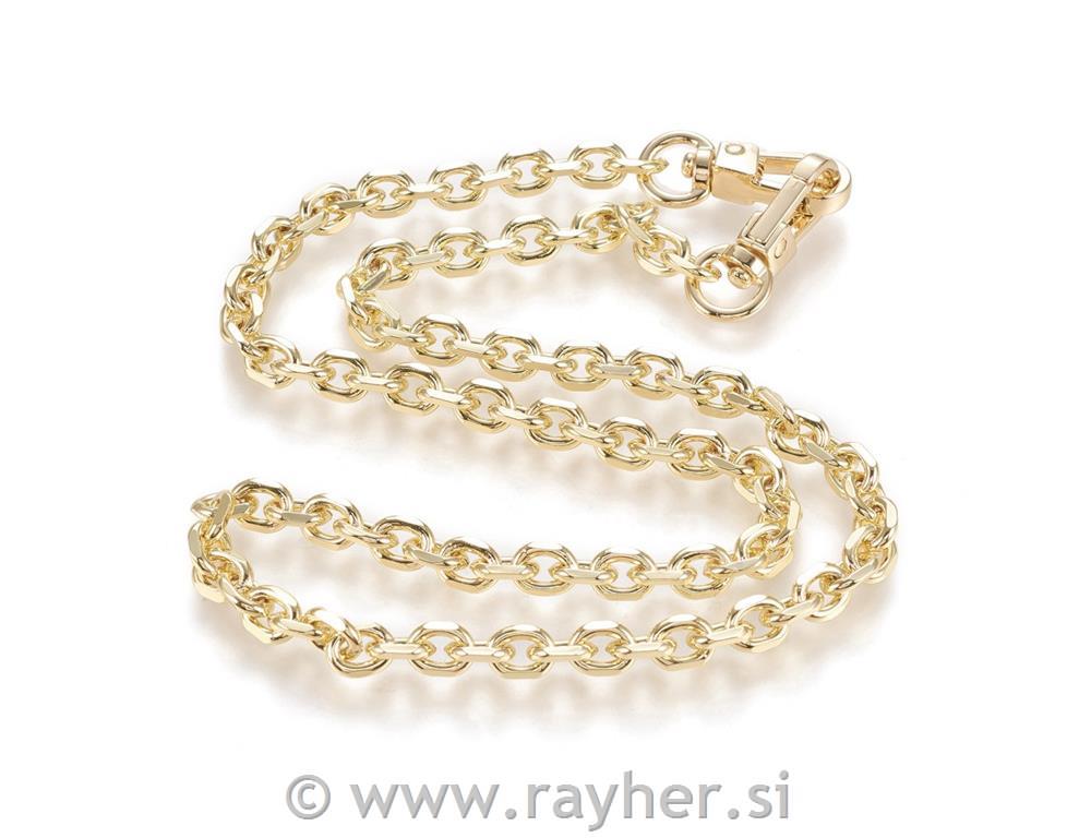 Ročaj za torbico, verižica, zlata, 60cm