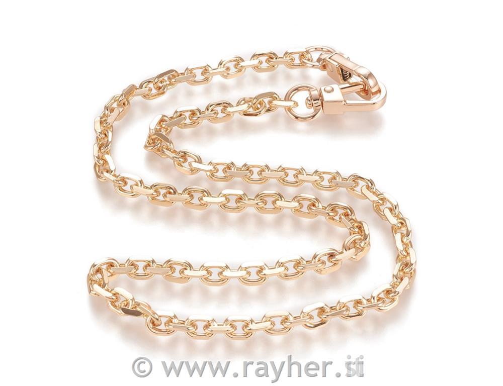 Ročaj za torbico, verižica, svetlo zlata, 60cm