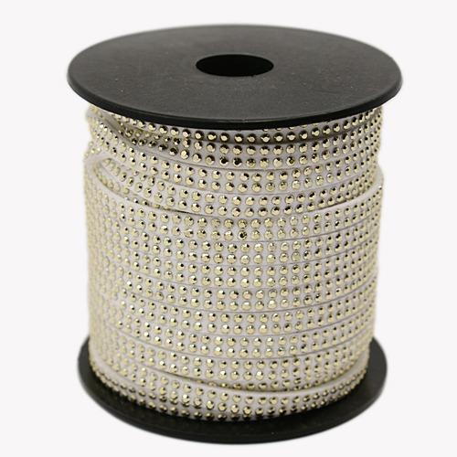 ŽAMETNI TRAK S KRISTALČKI, BEL Z ZLAT,1M