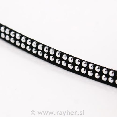 ŽAMETNI TRAK S KRISTALČKI, ČRN,1M