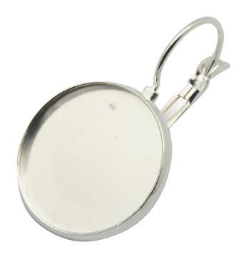 OSNOVA ZA UHAN S PLOŠČICO, SREBRN, 18MM