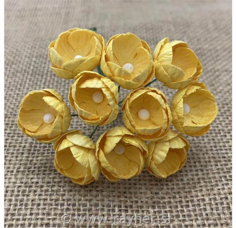 Cvetovi Buttercups, rumeni, set 10, 25mm