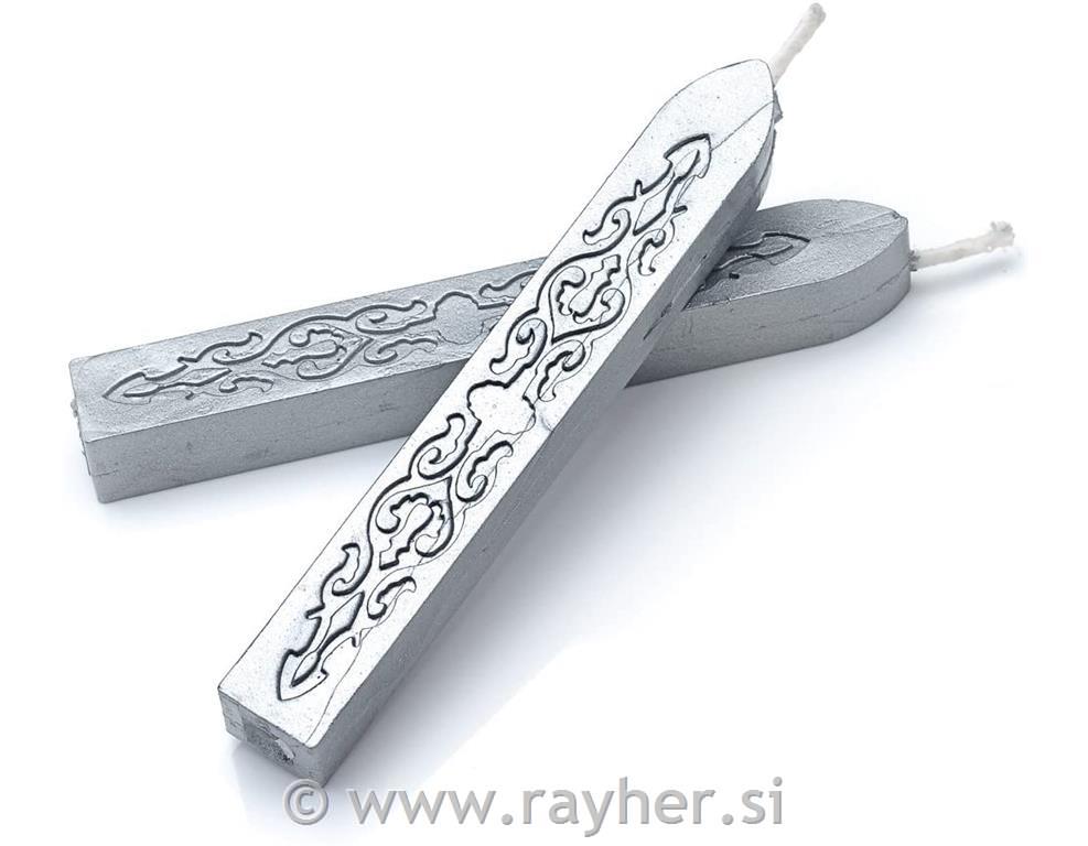 Pečatni vosek s stenjem, srebrn, 1 kos