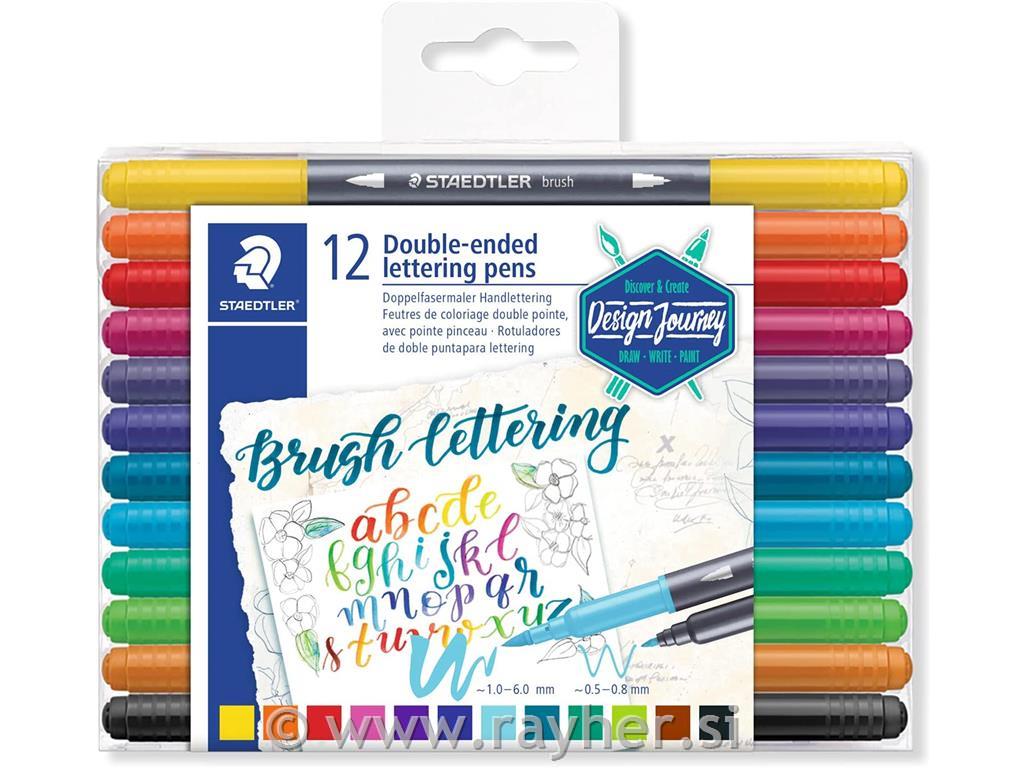 Flomastri brush obojestranski, design journey, set 12