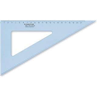 Ravnilo trikotnik, 26cm 60/30 stopinj transp. moder