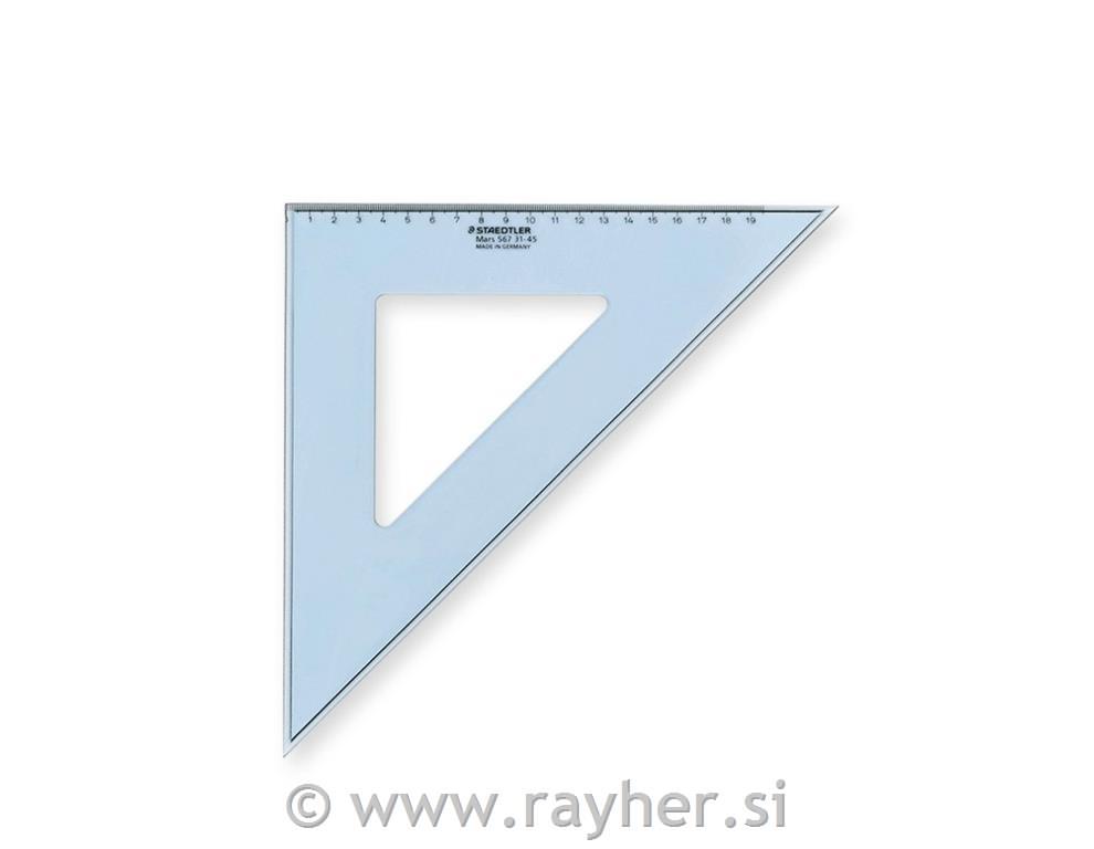 Ravnilo trikotnik, 31cm 45/45 stopinj transp.