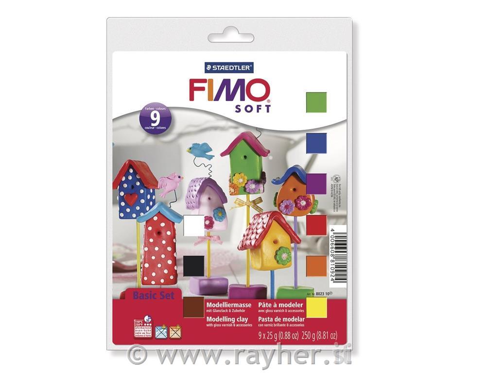 FIMO Soft set Basic (9x25g, modelirka, podloga)