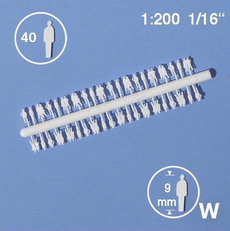 Figure silhuete 1:200 h= 9 mm, bele, 40 kosov