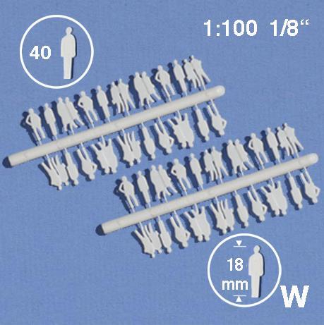 SILHOUETTE FIGURES 1:100H = 18 MM, WHITE, 40 pcs