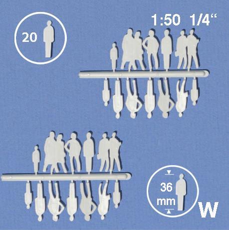 SILHOUETTE FIGURES 1:50H = 36 MM, WHITE, 20 pcs