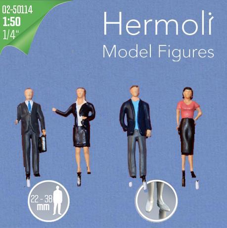 HERMOLI STANDING FIGURES 1:50H = 36 MM, HAND-PAINTED, 4 pcs4 TYPES