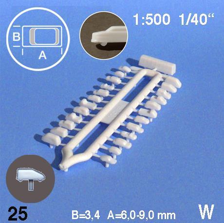 Avtomobili 1:500 L=6-9 mm, beli, 25 kosov