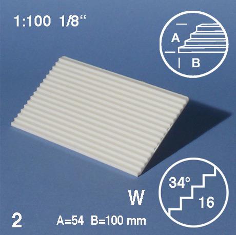TREAD PLATES, SLOPE = 34° 1:100H = 1,8 MM, WHITE54 x 100 MM