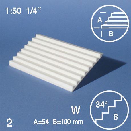 TREAD PLATES, SLOPE = 34° 1:50H = 3,7 MM, WHITE, 2pcs54 x 100 MM