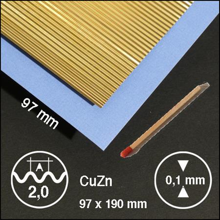 CORRUGATED METAL 95 x 190 MML = 2,0 MM, BRASS0,20 MM