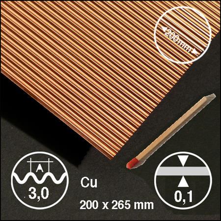 Kovinska plošča valovita baker L=3,00 mm, 200 x 295 mm