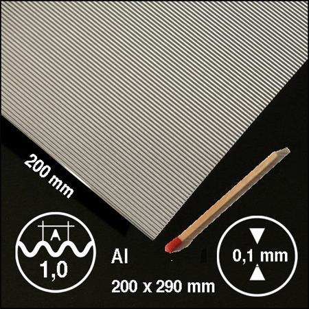CORRUGATED METAL 200 x 295 MML = 1,0 MM, ALU0,15 MM