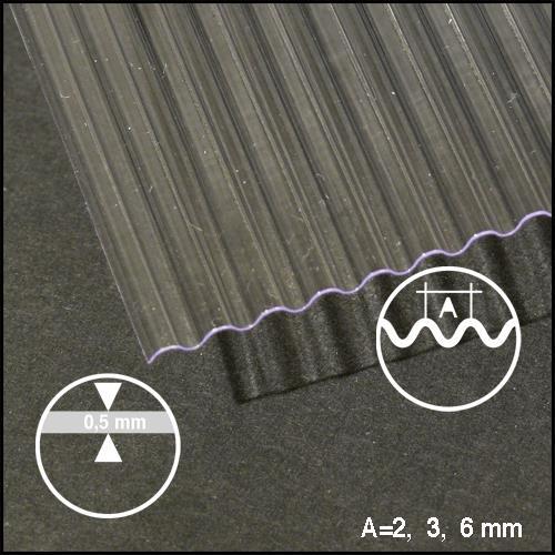 VIVAK plošča valovita L=6,0 mm, 290 x 390 mm; 0,5 mm