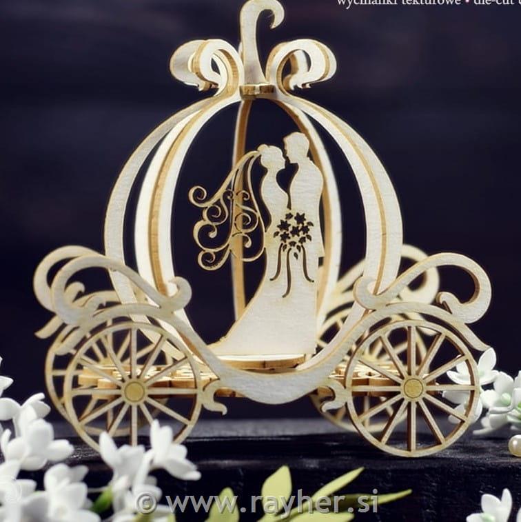 IZREZ IZ LEPENKE, 3D, MLADOPOROČENCA V KOČIJI