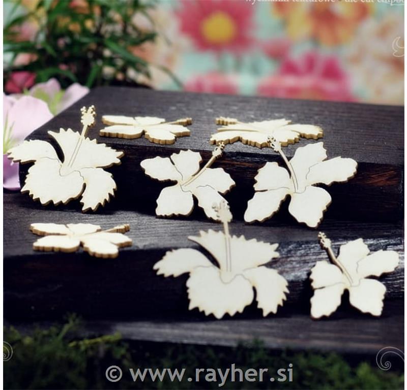 Izrez iz lepenke, Cvetovi hibiskusa, set 3
