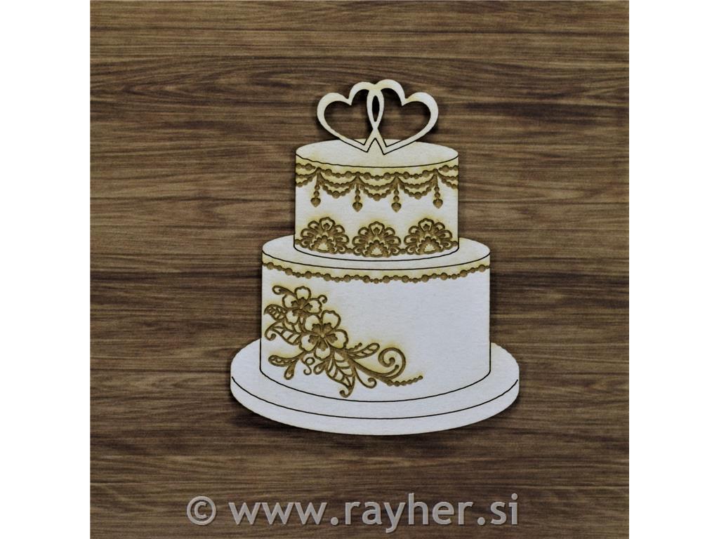 Izrez iz lepenke, Poročna torta s srci