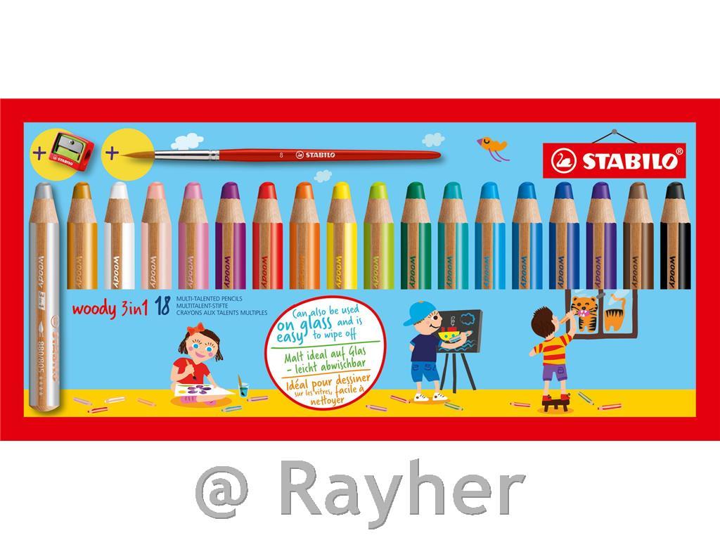 Stabilo Woody barvice set 18+ šilček + čopič