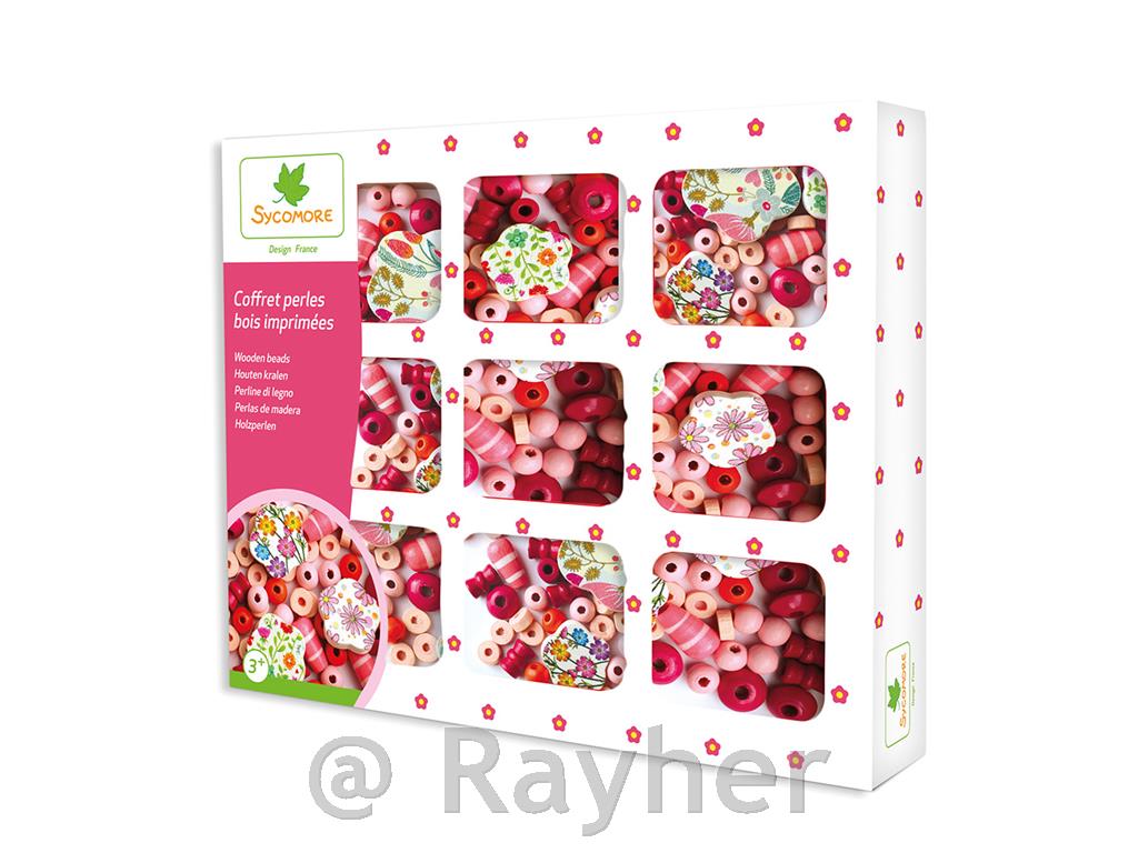 Ustvarjalni set, Lesene perle s cvetličnimi vzorci