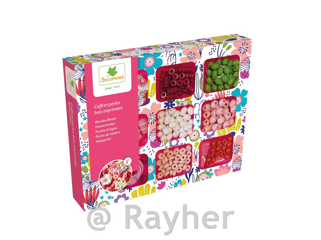 Ustvarjalni set, Lesene perle s cvetličnimi vzorci