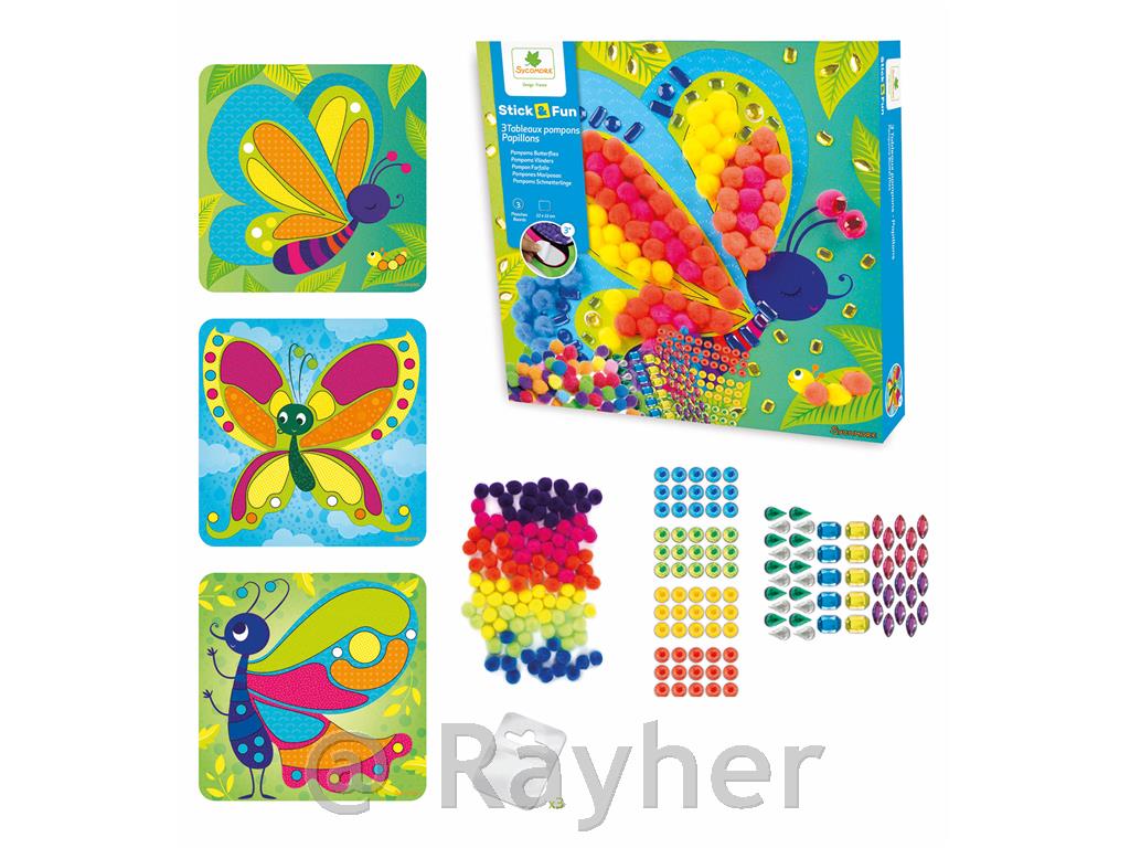 Ustvarjalni set Stick'N Fun Pomponi, Metulji
